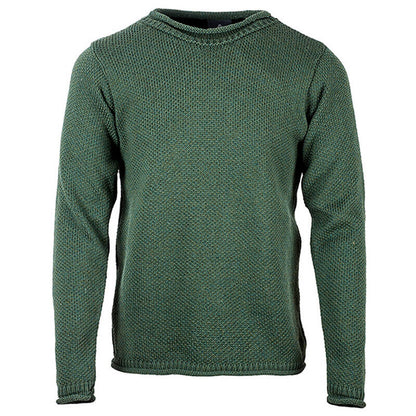 Men's Merino Wool Roll Neck Green Jumper