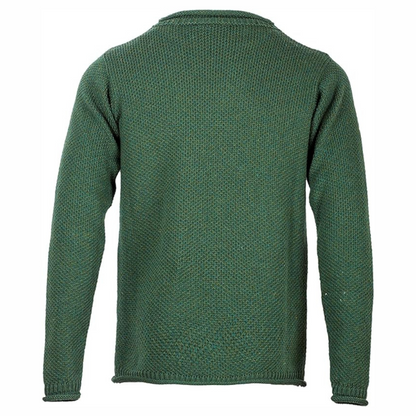 Men's Merino Wool Roll Neck Green Jumper