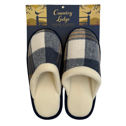 Tweed Unisex Blue Slippers