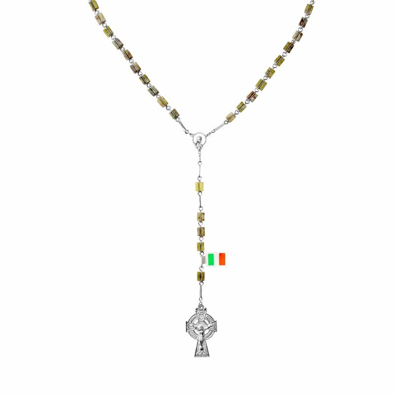 Connemara Marble Square Beads Full Rosary 