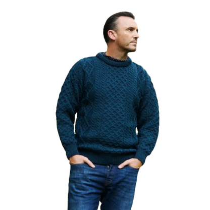 Men's Aran Crew Neck Blackwatch Jumper