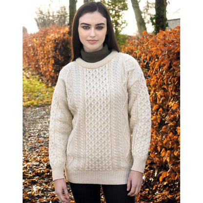 100% Merino Wool Crew Neck Sweater Natural