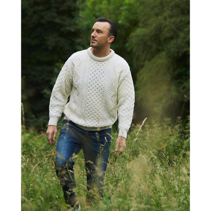 100% Merino Wool Crew Neck Sweater Natural