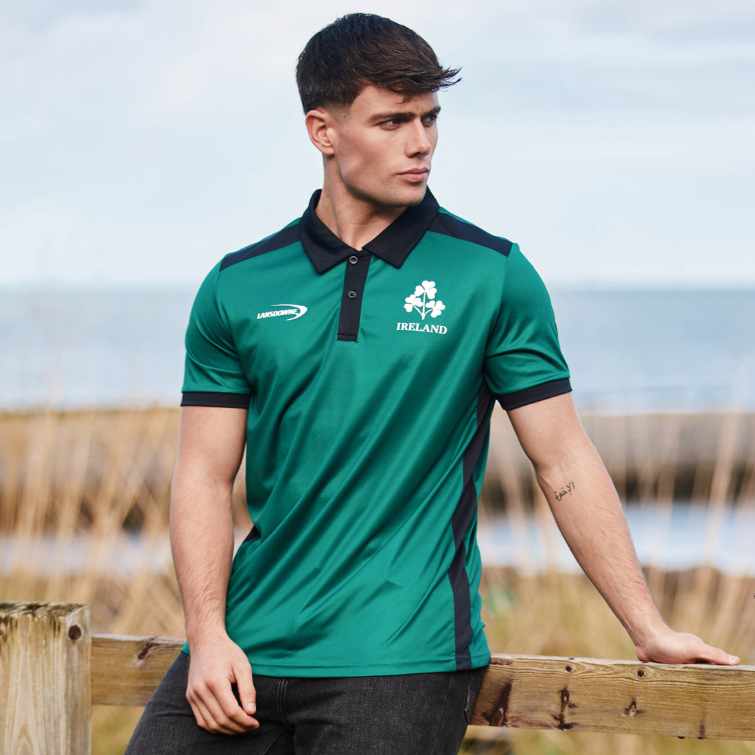 Ireland Green and Black Men’s Performance Polo Shirt