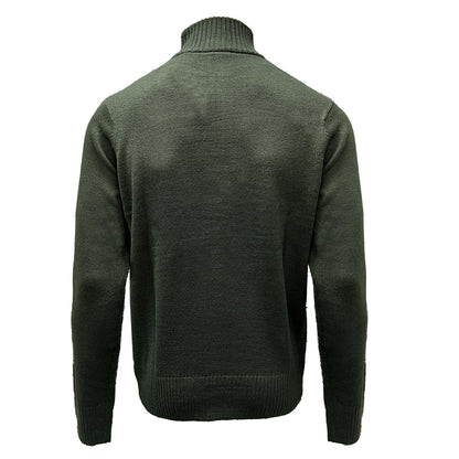 Back view of Ireland Bottle Green Three Shamrock 1/4 Zip Jumper