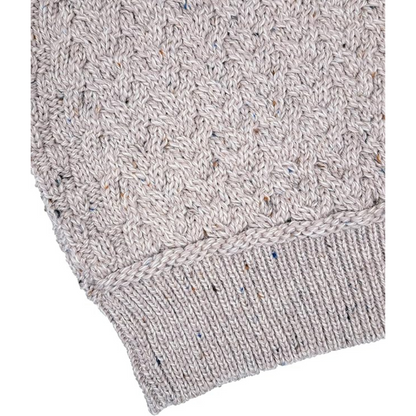 Irish Aran Jacquard Crew Neck Jumper Oatmeal