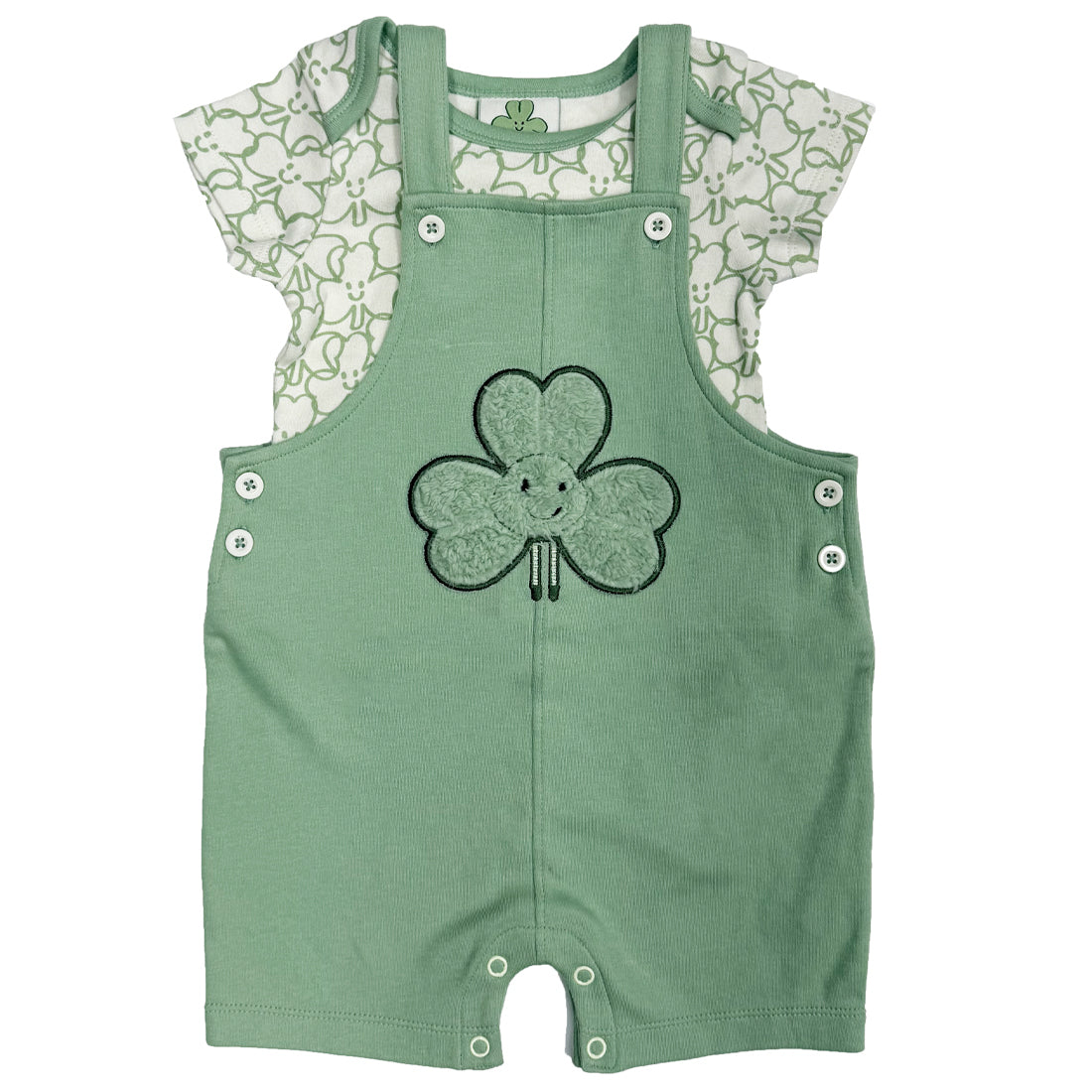 Shamrock Green and Cream Dungaree Set