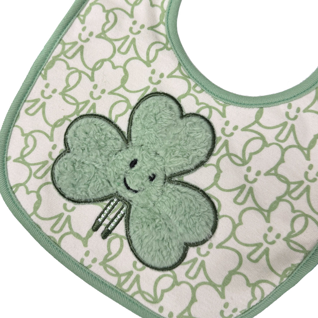 Shamrock Cream All Over Print Plush Baby Bib 