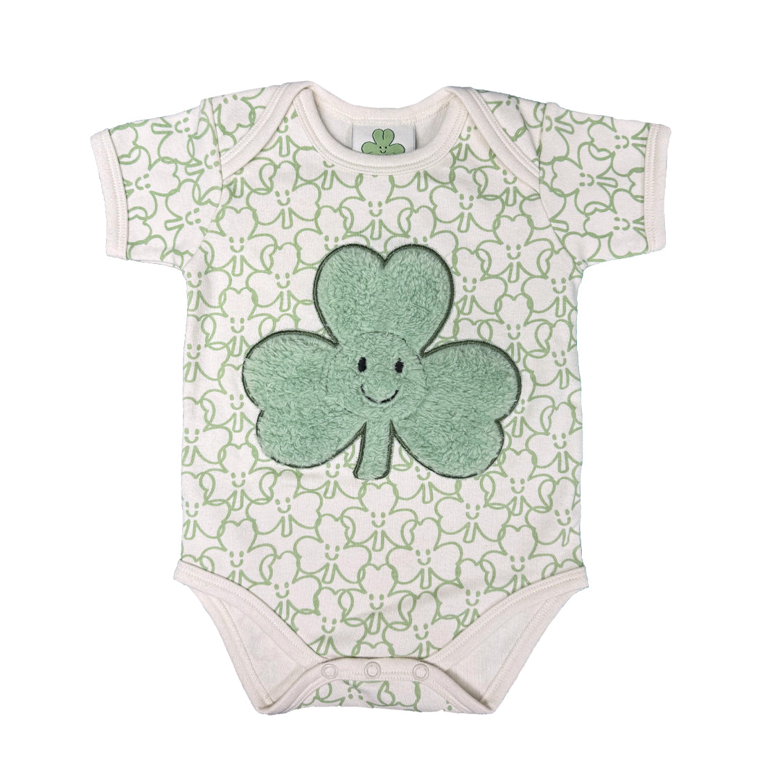 Shamrock Cream All Over Print Plush Baby Vest