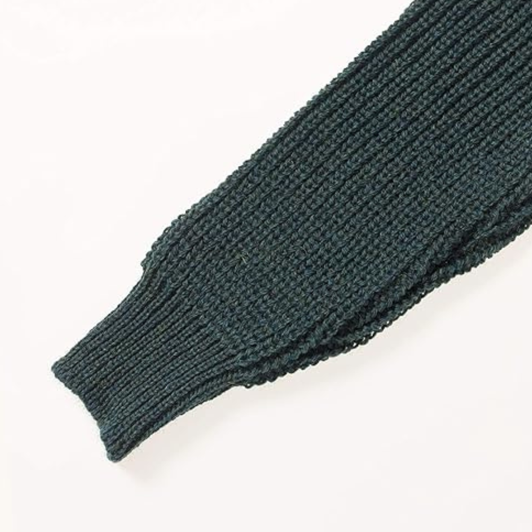 Mens Fisherman Ribbed Aran Jumper Moss