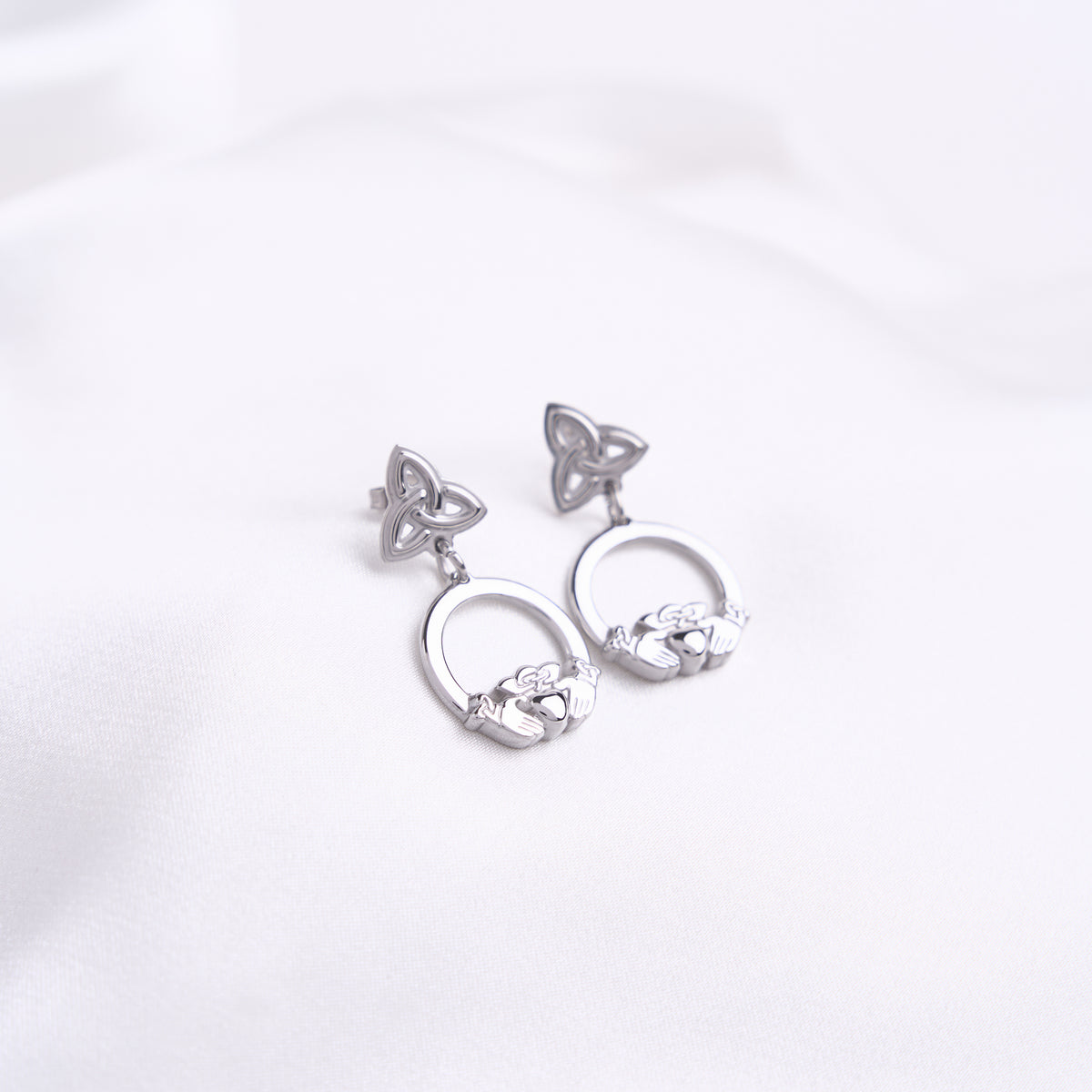 Claddagh Knot Silver Earrings