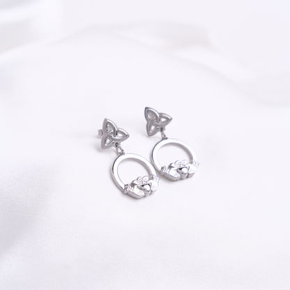 Claddagh Knot Silver Earrings