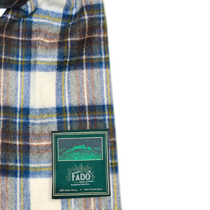 Celtic Irish Wool Scarf With Blue Grey & Cream