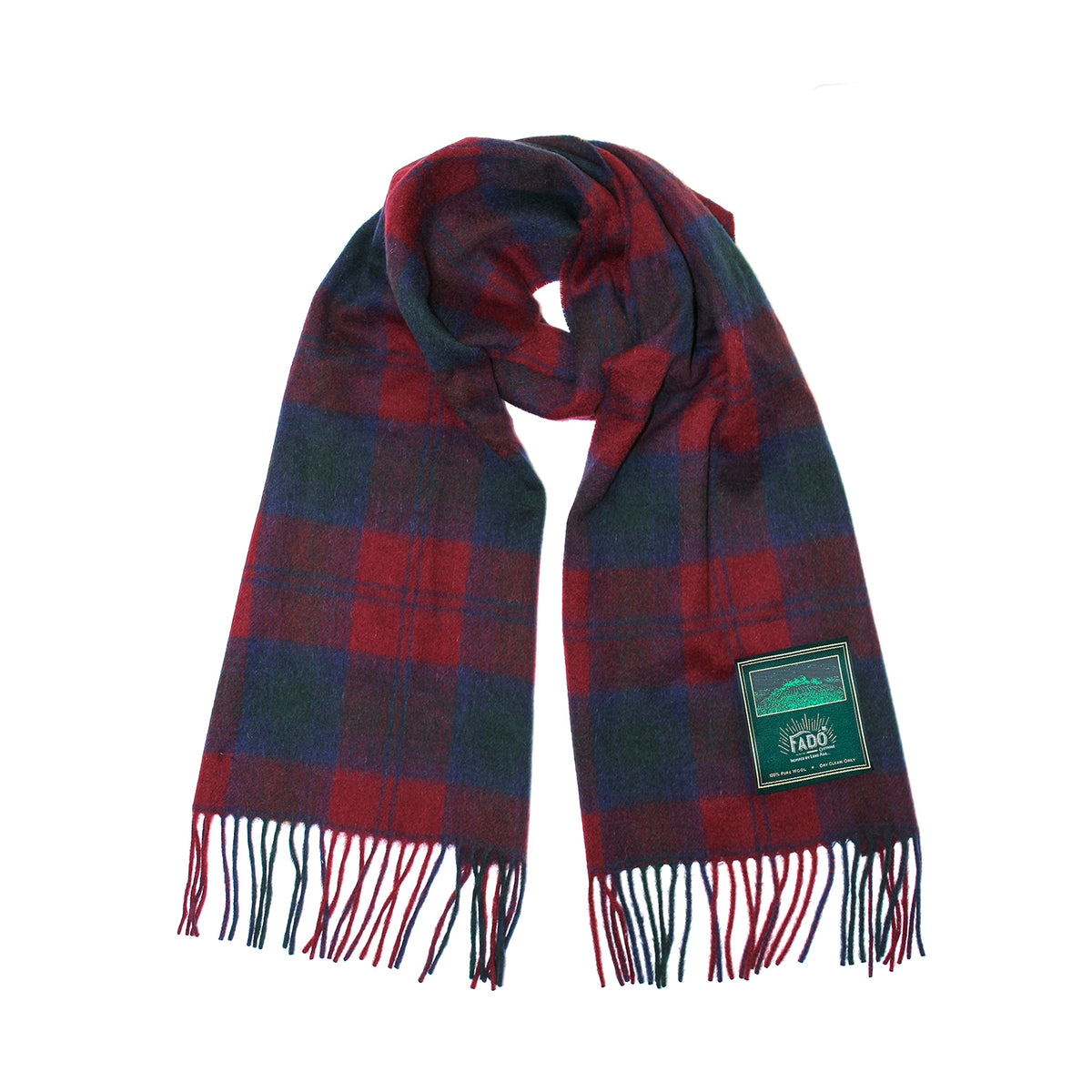 Heritage Traditions Wool Scarf With Burgundy Red And Blue Tartan Design