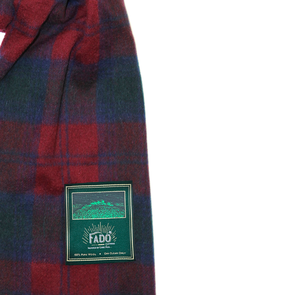 Heritage Traditions Wool Scarf With Burgundy Red And Blue Tartan Design