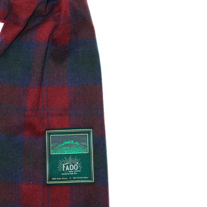 Heritage Traditions Wool Scarf With Burgundy Red And Blue Tartan Design
