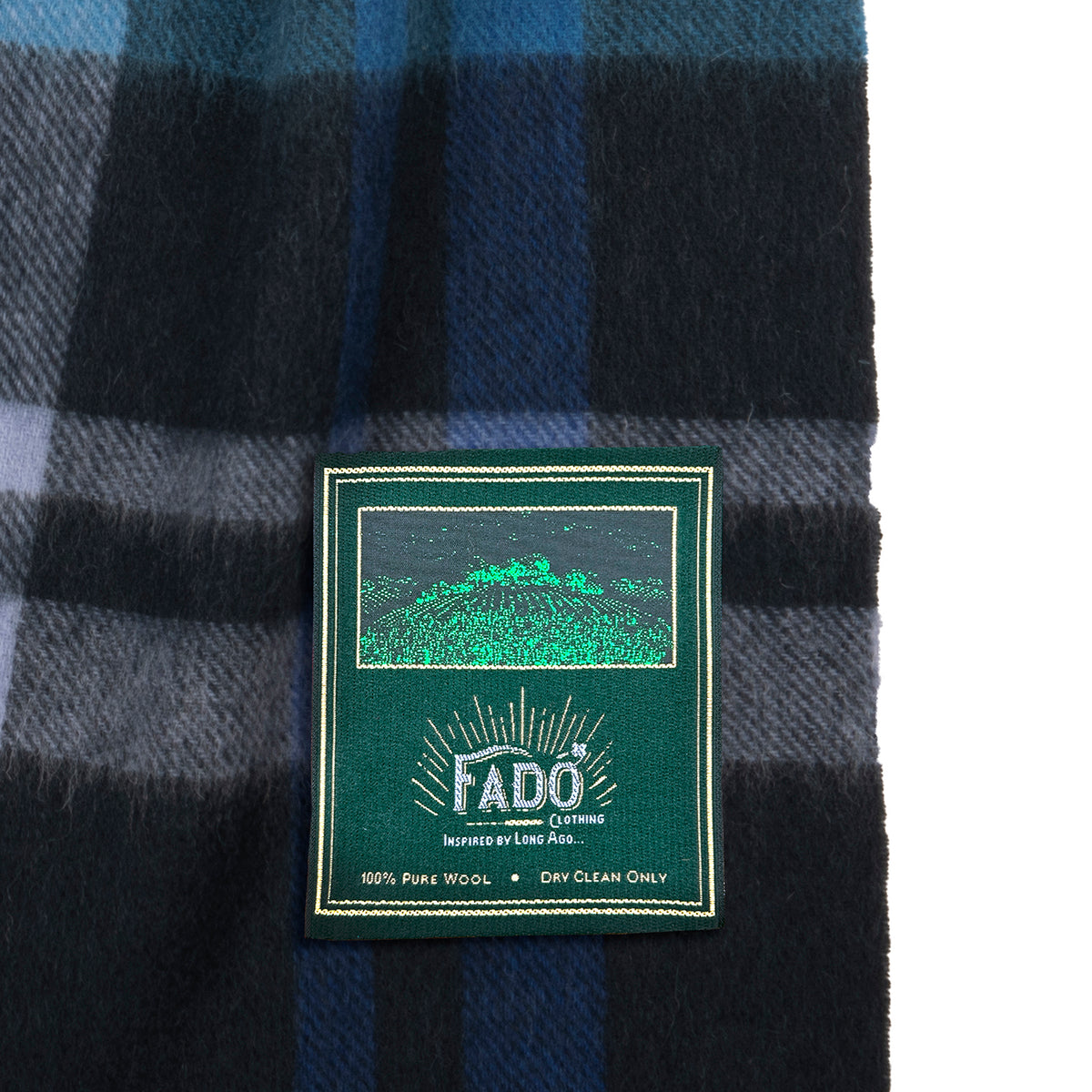 Fado Check Woollen Scarf Navy 