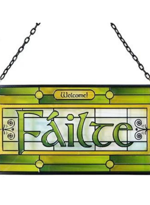 Failte Stained Glass Suncatcher Plaque