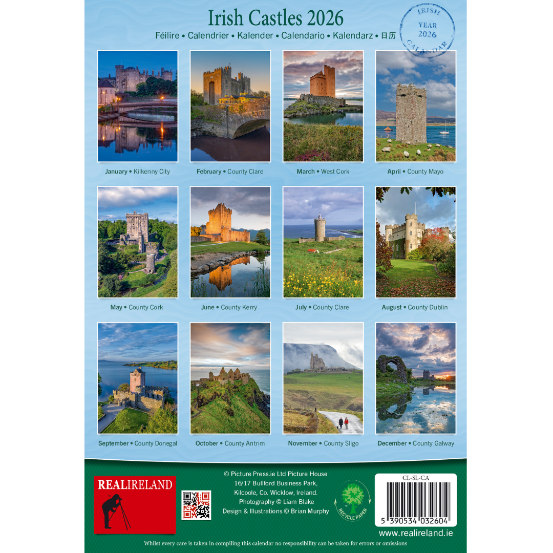 Irish Castles Slim Calendar 2026