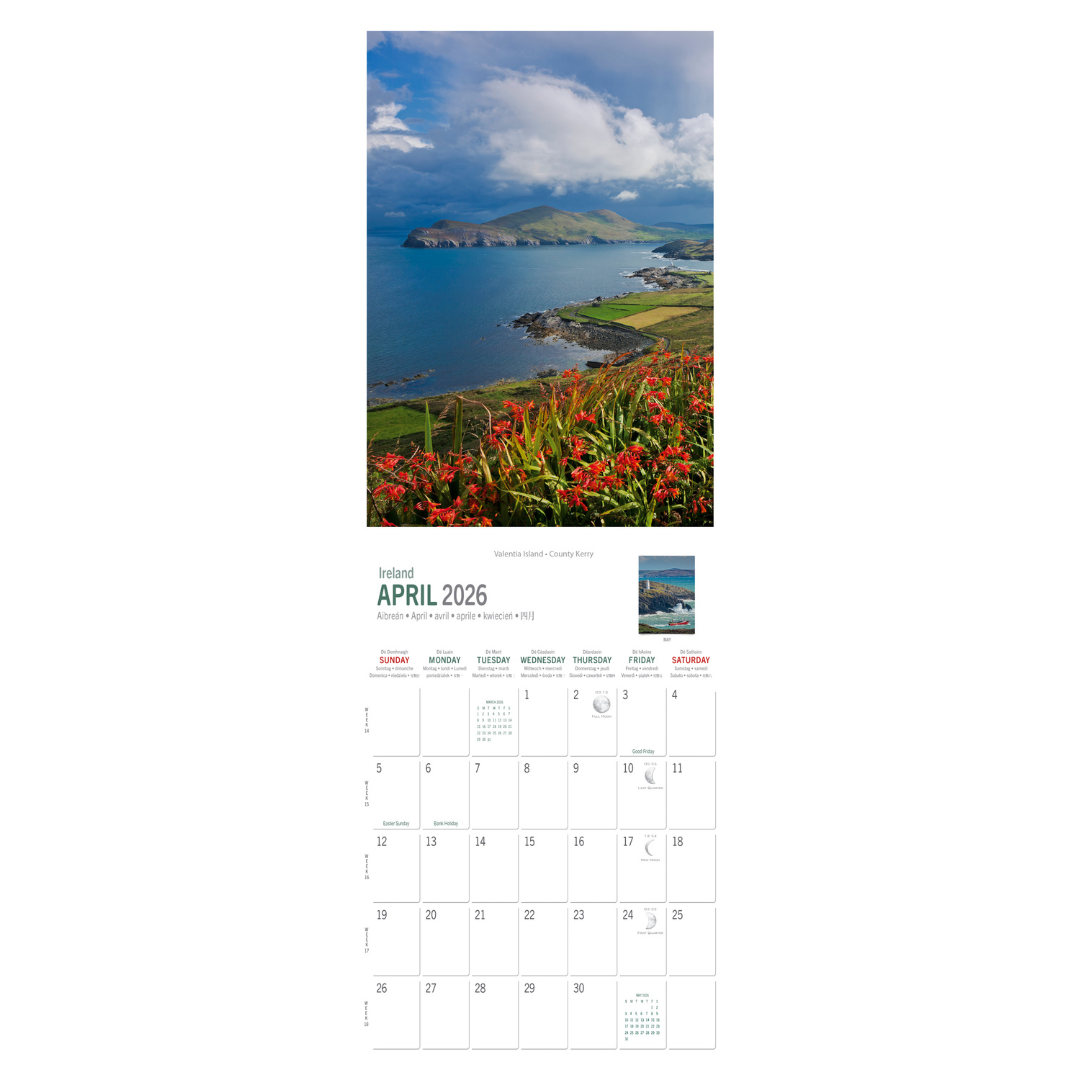 Wild Ireland Scenic Views Slim Calendar 2026