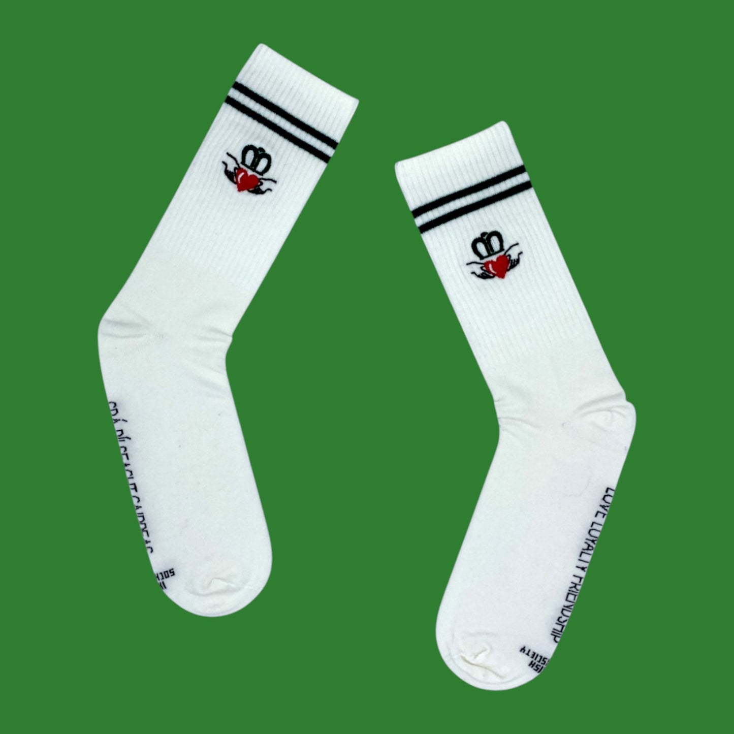 Claddagh Embroidered White Socks