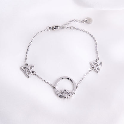 Claddagh Knot Silver Bracelet