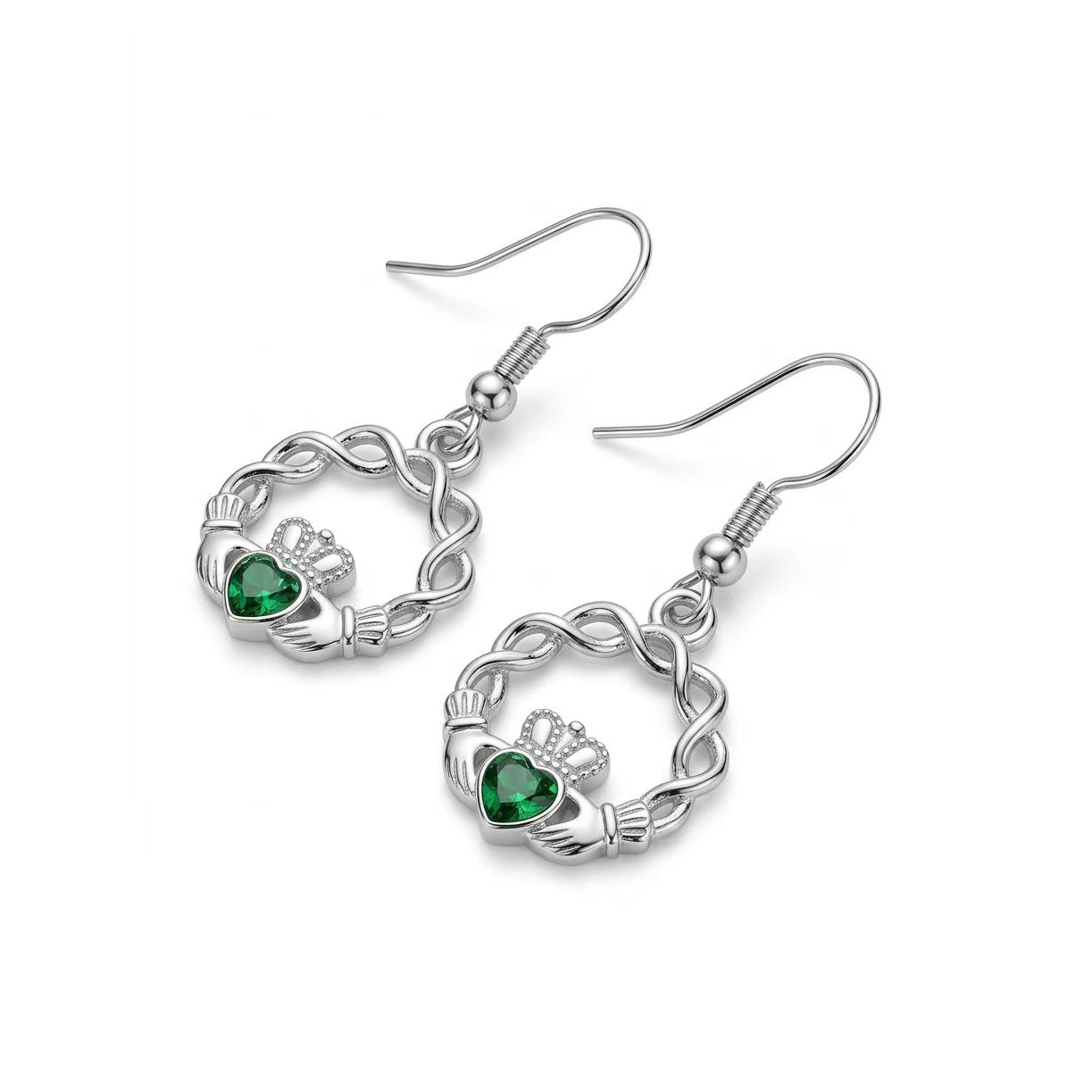 Claddagh Green Stone Earrings