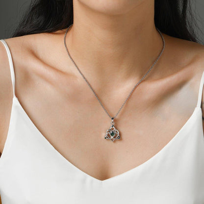 Trinity Knot and Heart Design Green Stone Pendant