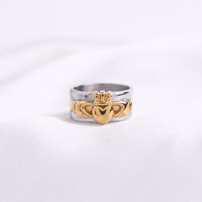 Two Tone Gold & Silver Claddagh Ring