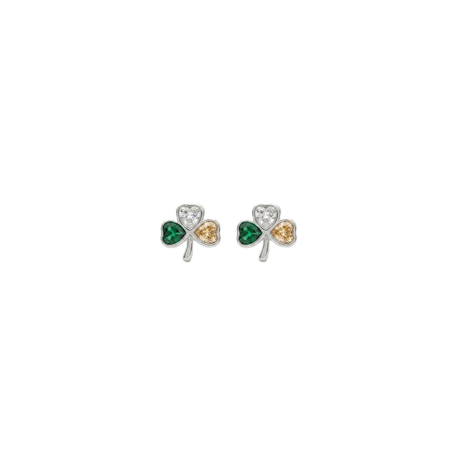 Platinum Tricolour Shamrock Earrings