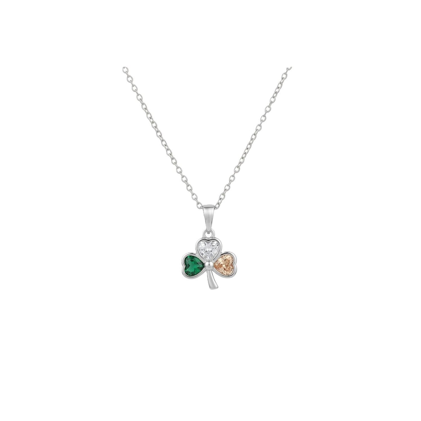 Platinum Tricolour Shamrock Pendant