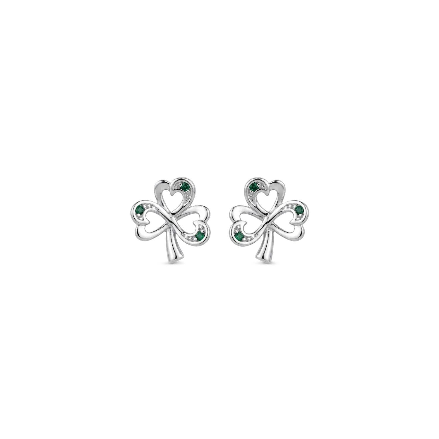 Platinum Shamrock Stone Earrings
