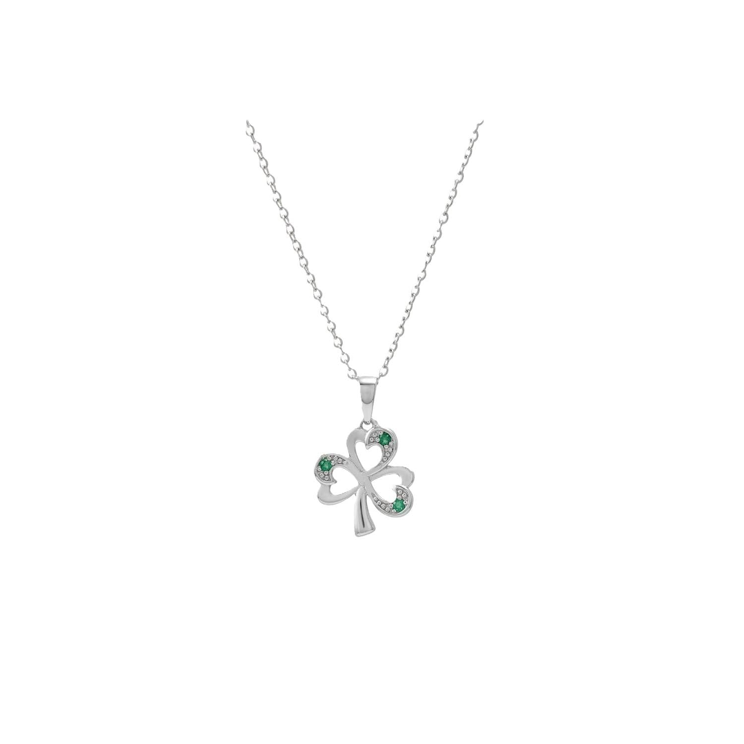 Platinum Shamrock Stone Pendant