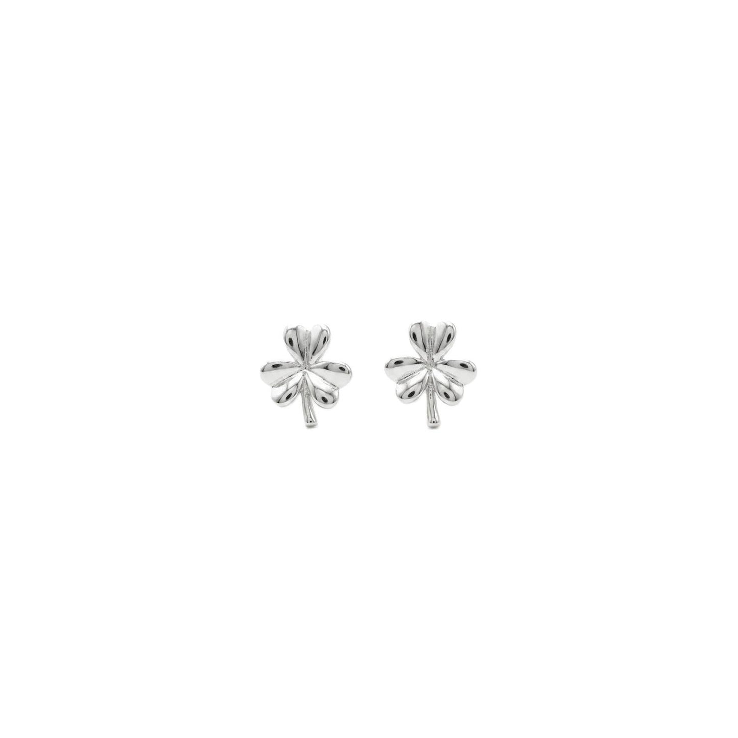 Platinum Plain Shamrock Earrings