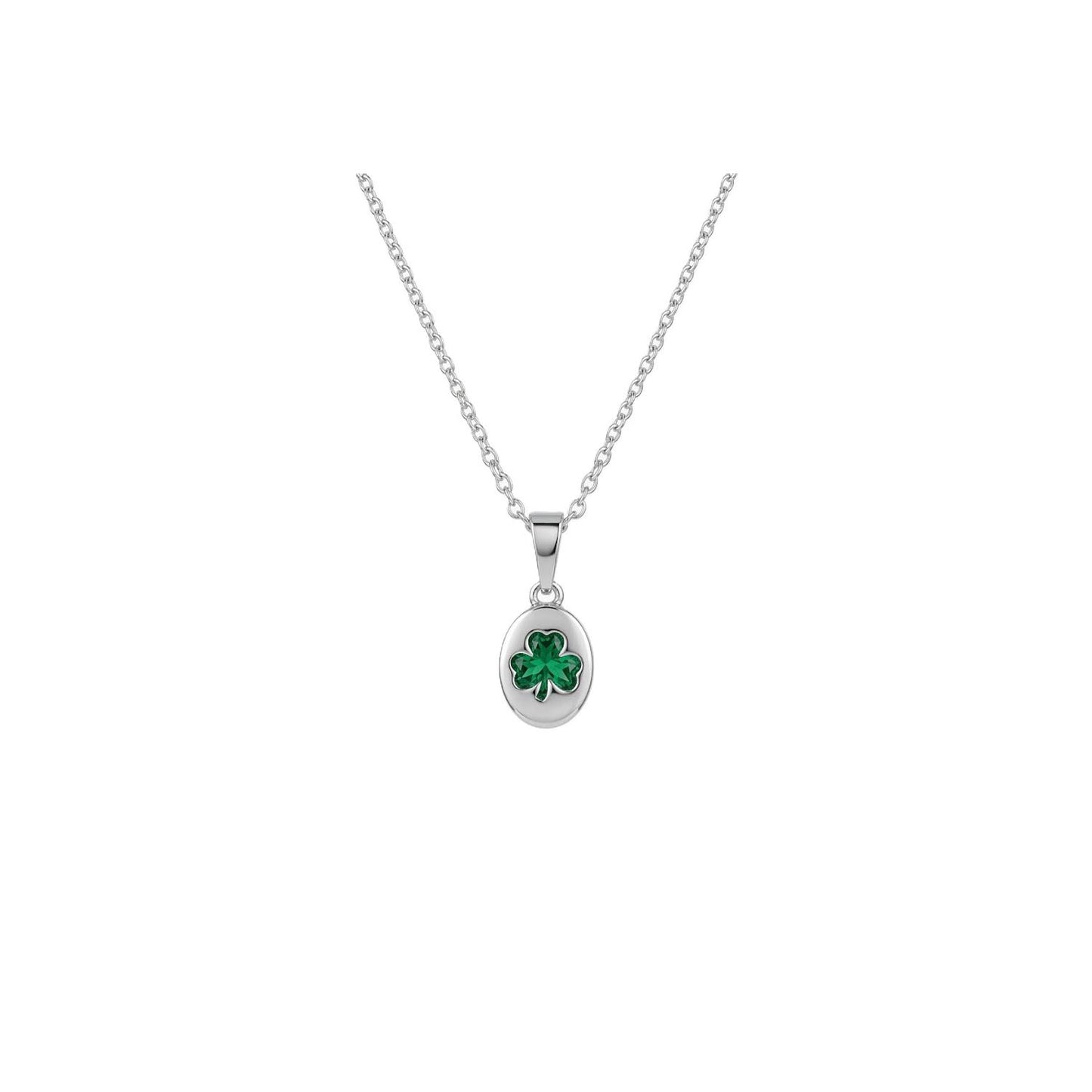 Platinum Shamrock Oval Pendant