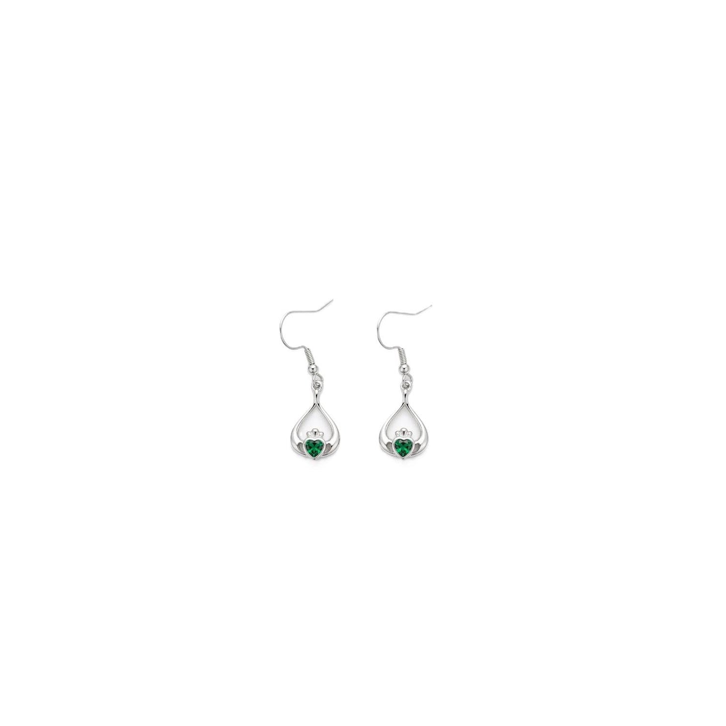 Platinum Claddagh Teardrop Earrings