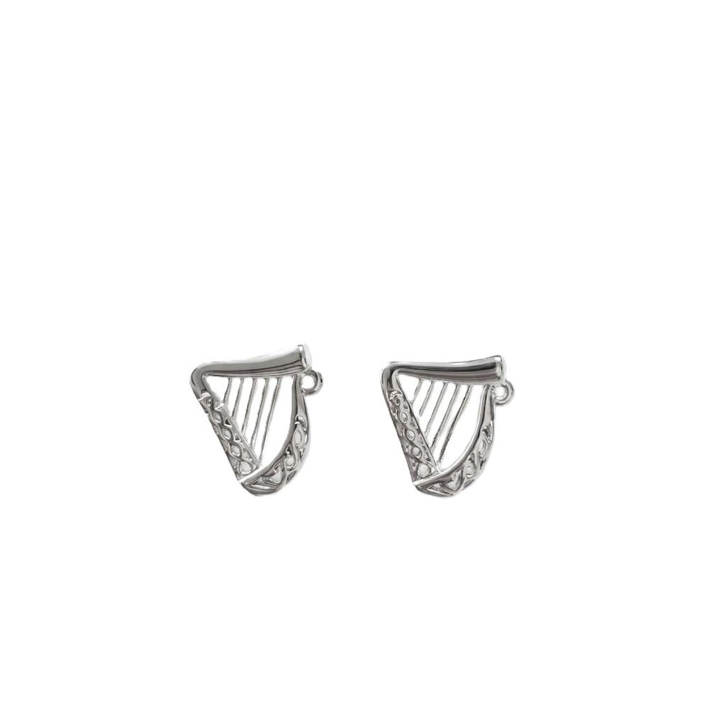 Platinum Celtic Harp Earrings