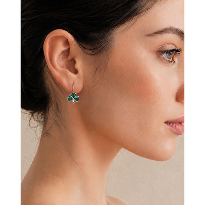 Platinum Green Shamrock Earrings