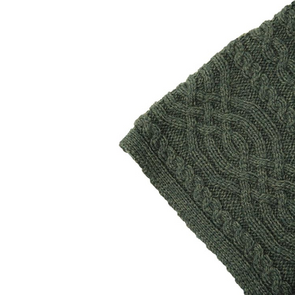 Ladies Traditional Buttoned Cowl Neck Green Poncho
