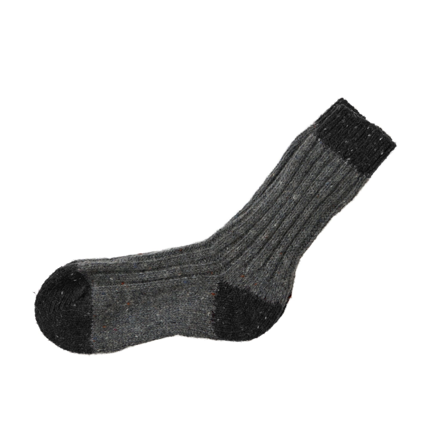 Flecked graphite sock with black toe and heel