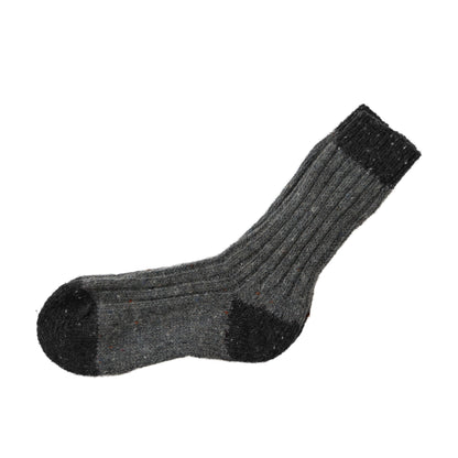 Flecked graphite sock with black toe and heel