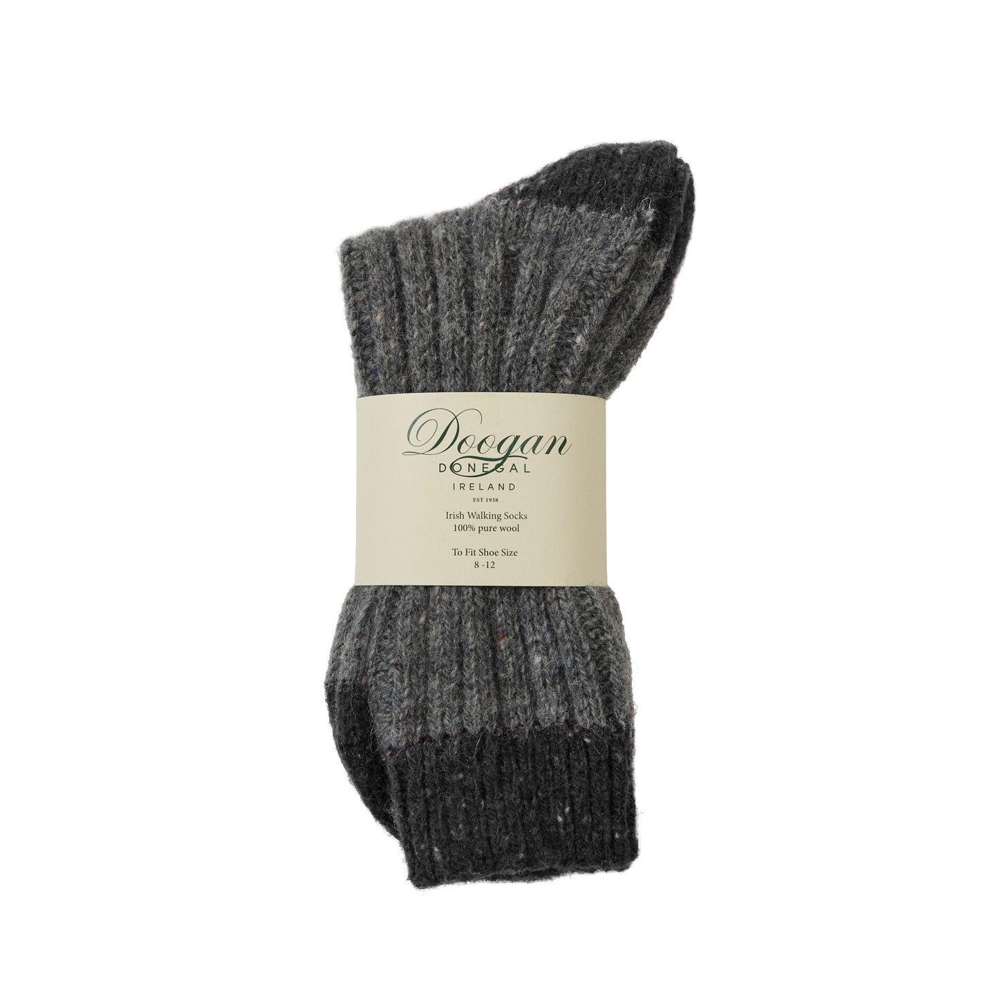 Flecked two toned graphite socks bundled with a beige label