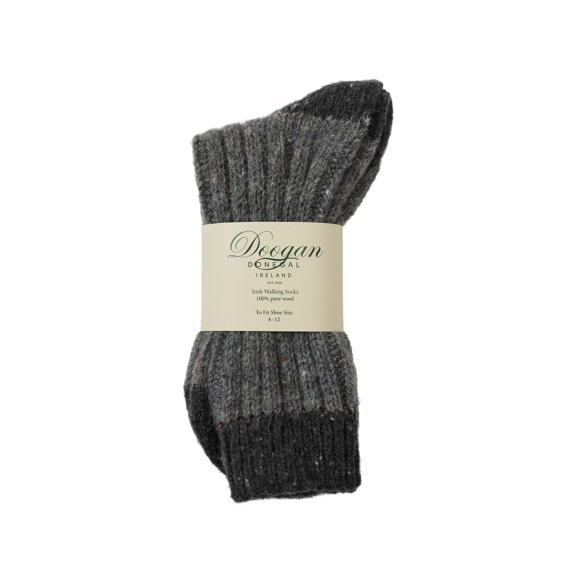 Flecked two toned graphite socks bundled with a beige label