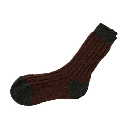 Flecked two toned heather sock in burgundy with dark toe and heel
