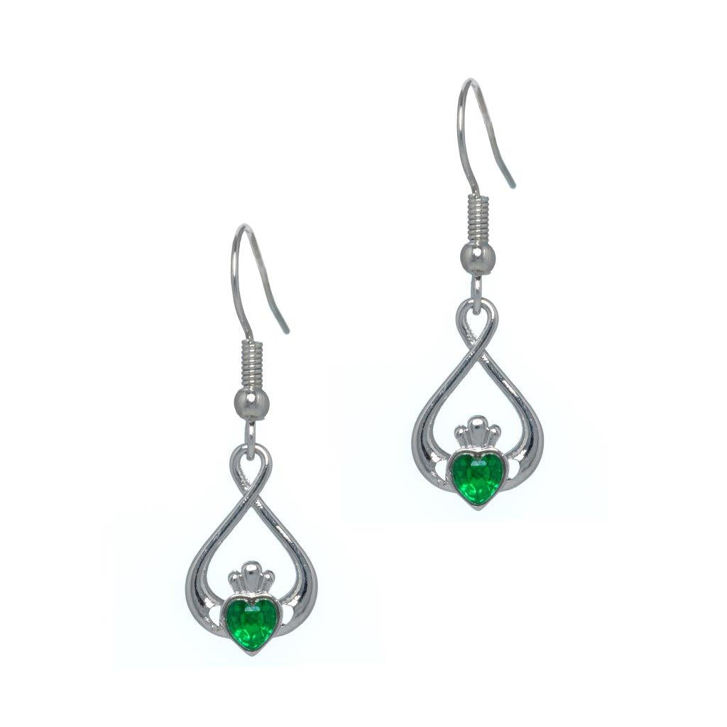 Silver Plated Claddagh Drop Earrings