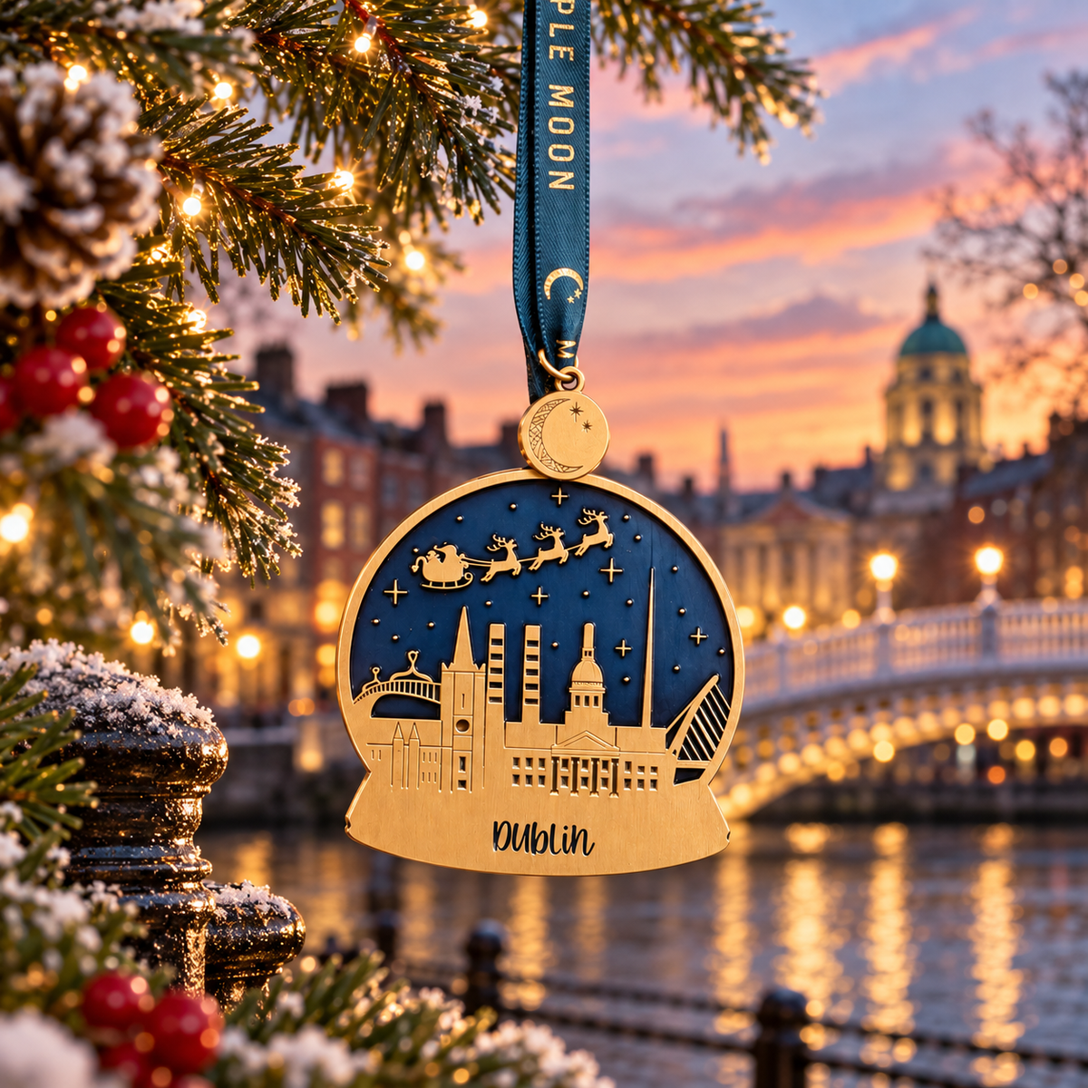 Dublin Globe Gold Christmas Decoration