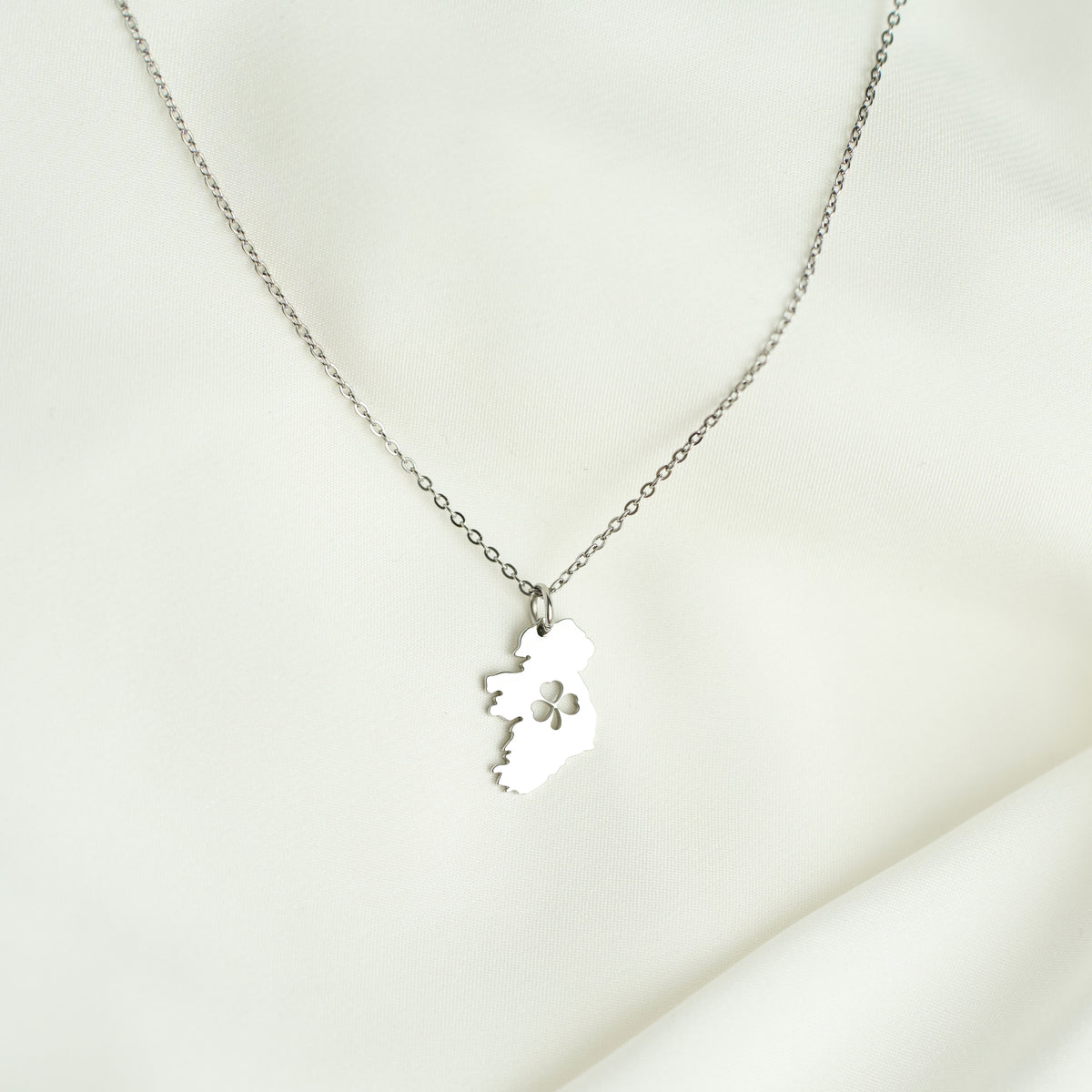Shamrock Map Silver Necklace