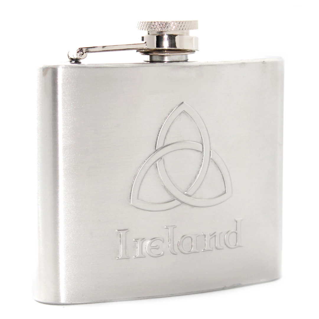 Ireland Trinity Embossed Stainless Steel Hip Flask