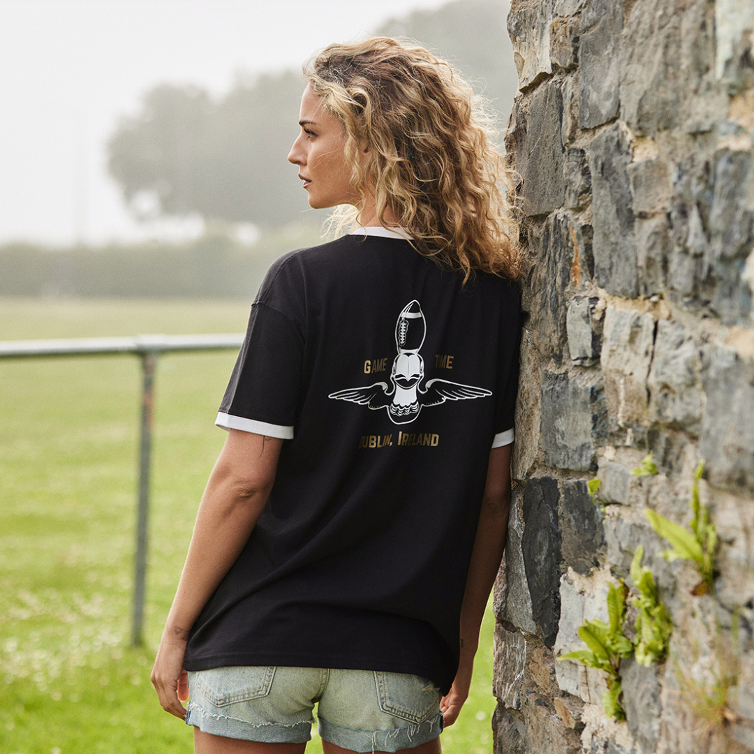 Unisex Guinness Black And White Ringer T-Shirt