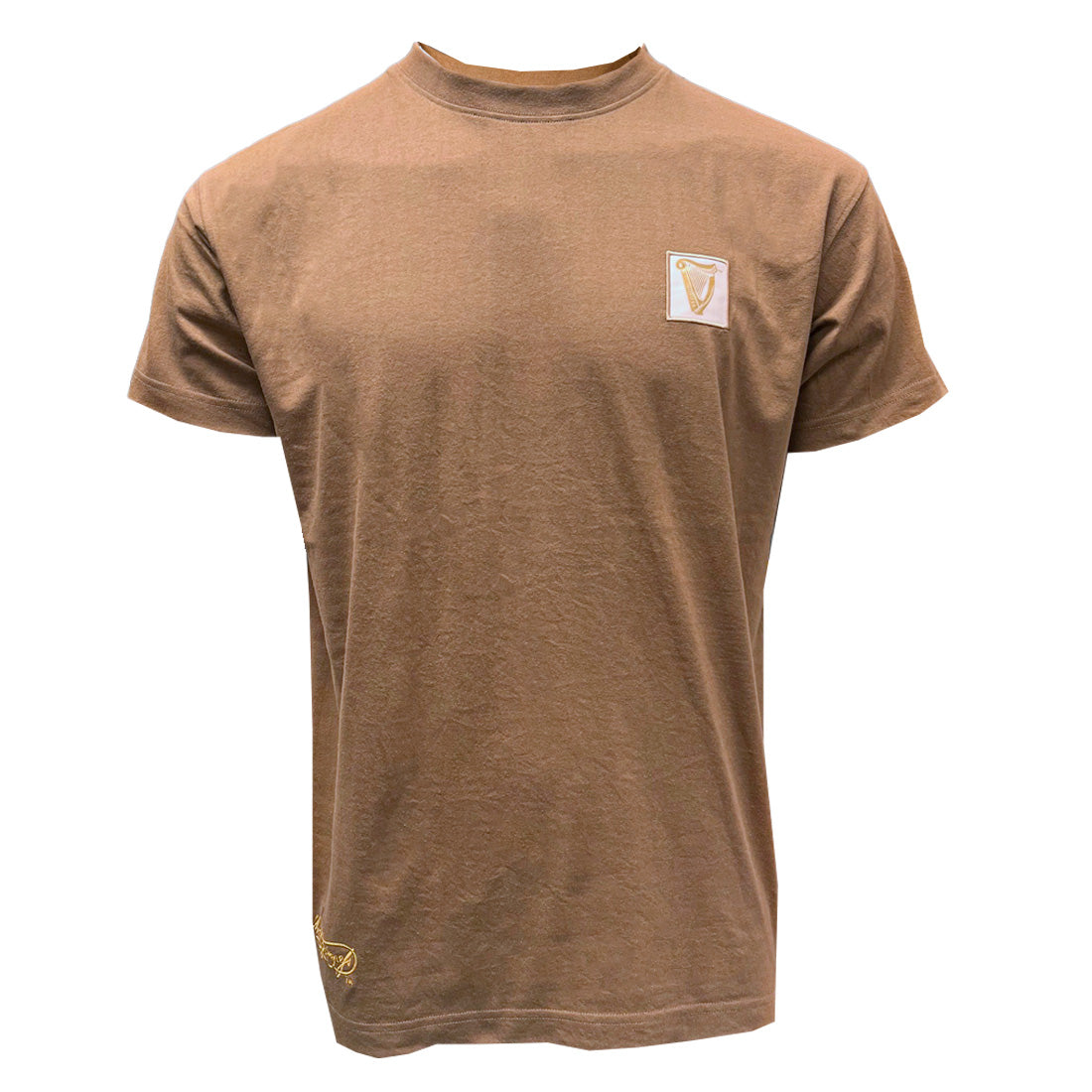 Unisex Brown Guinness Harp Patch T-Shirt